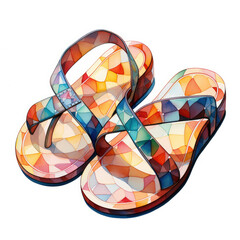 watercolor Wedge slipper clipart, Generative Ai