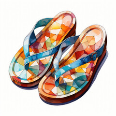 watercolor Wedge slipper clipart, Generative Ai