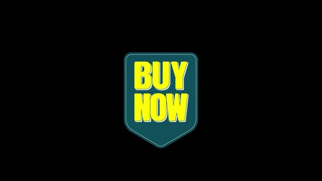 Animation badge text buy now with transparent background