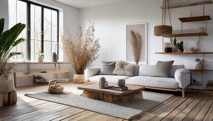 Nordic Zen, Foster tranquility in a Scandinavian living room with neutral hues, clean lines, and uncluttered spaces.