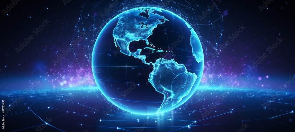 Poster a network globe interconnects all cities through an innovative global network of iot, paving the way