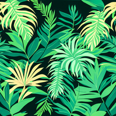 Seamless pattern with tropical leaves.
