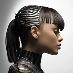 Illustration of a haircut fashion portrait, AI Generated