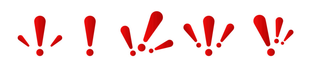Exclamation mark. Red vector warn sign. Caution or attention icon. Exclamation danger sign.