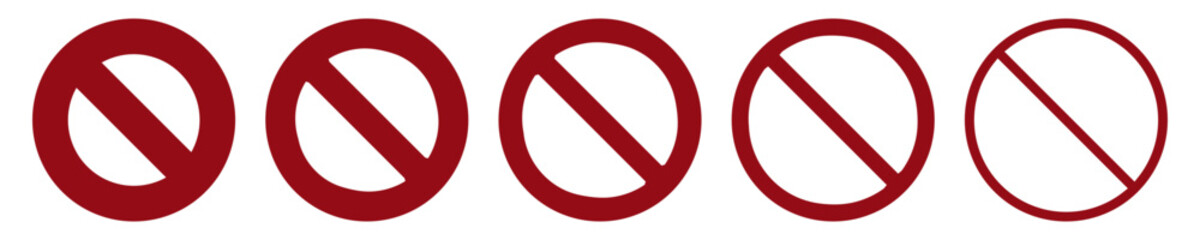 Prohibit red crossed circle sign. Ban forbidden symbol. Closed entry sign. - obrazy, fototapety, plakaty