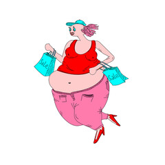 a funny woman who is happy with her shopping