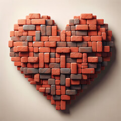 Obraz premium A photo-realistic image of bricks arranged in a heart shape