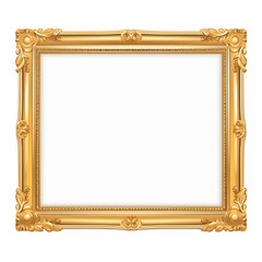 A vintage golden frame isolated on transparent background 