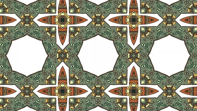 Kaleidoscope motion psychedelic ornament texture background animation colored looping wallpaper