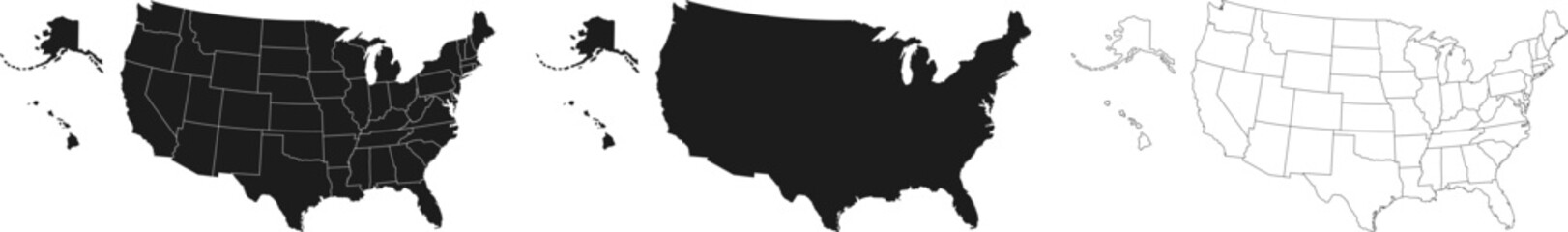 States of America territory. North America and Alaska. Vector illustration. EPS 10
