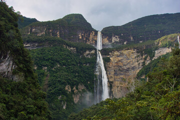 Peru, Gocta Falls, waterfall in peruvian Amazon jungle