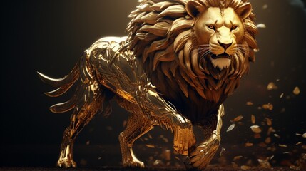 Beautiful gold-plated male lion tiger 
