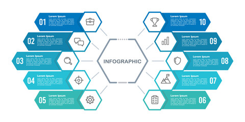 10 options to success. Infographic organization design template. Vector illustration.
