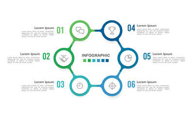 6 processes for success. Infographic cycle design template. Business presentation. Vector illustration.