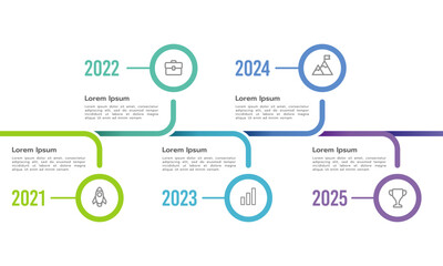 5-year infographic timeline design template. Milestone, Planning, and Roadmap. Vector illustration.