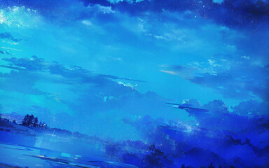 Fototapeta na wymiar Abstract watercolor blue theme background