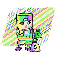 A banker with bags of money