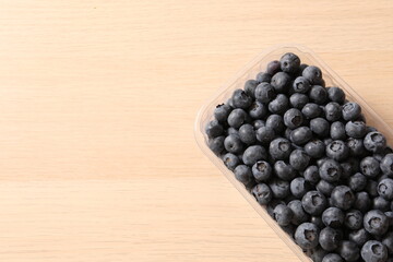 blueberries on wooden table