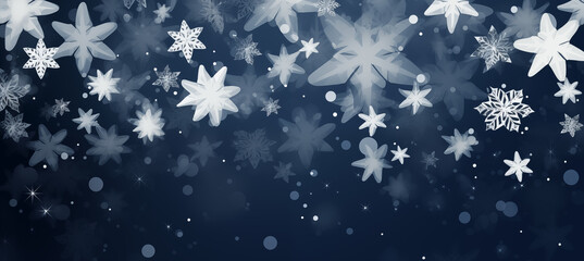 Christmas winter blurred background. Xmas tree with snow decorated with garland lights, holiday festive background. Widescreen backdrop. New year Winter art design, wide screen banner. Generative AI