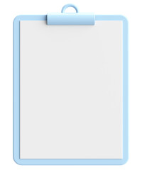 Clipboard with note paper. 3D illustration.