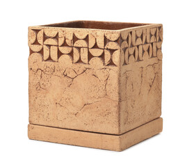 Empty ceramic square garden flower pot