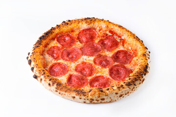 Pepperoni pizza on a white background