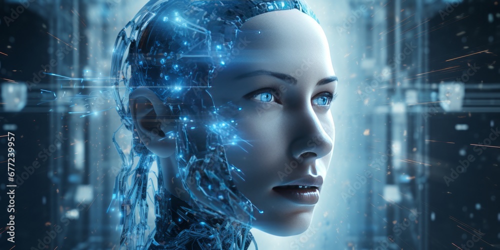 Poster smart artificial intelligence technology takes center stage in a futuristic backdrop, showcasing tec