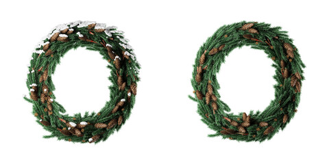 Christmas letter O. Christmas typography. Christmas font or type, holiday typeface, and alphabet on a transparent background. 3D Rendering.