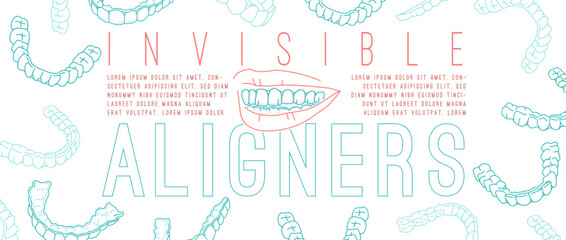 Obraz premium Orthodontic silicone trainer. Medical banner in outline style.