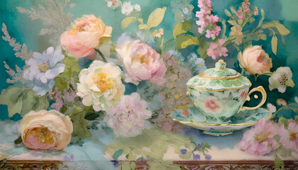 Cottagecore bliss, Floral prints, vintage china, and soft pastels for a cozy, nostalgic vibe.