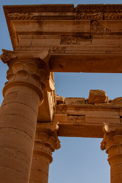 Columns of an ancient city named Hatra in Iraq. 