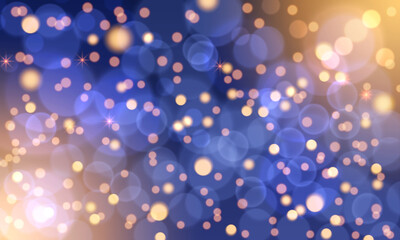 Fototapeta na wymiar Bokeh effect with bright lights and imitation of a blurred background, concept for Christmas, New Year, holiday, birthday, festive mood. Place for text on a bright background of snowflakes, snow bokeh