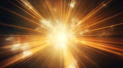 Yellow light and rays on a black background, Explosion, Illustration