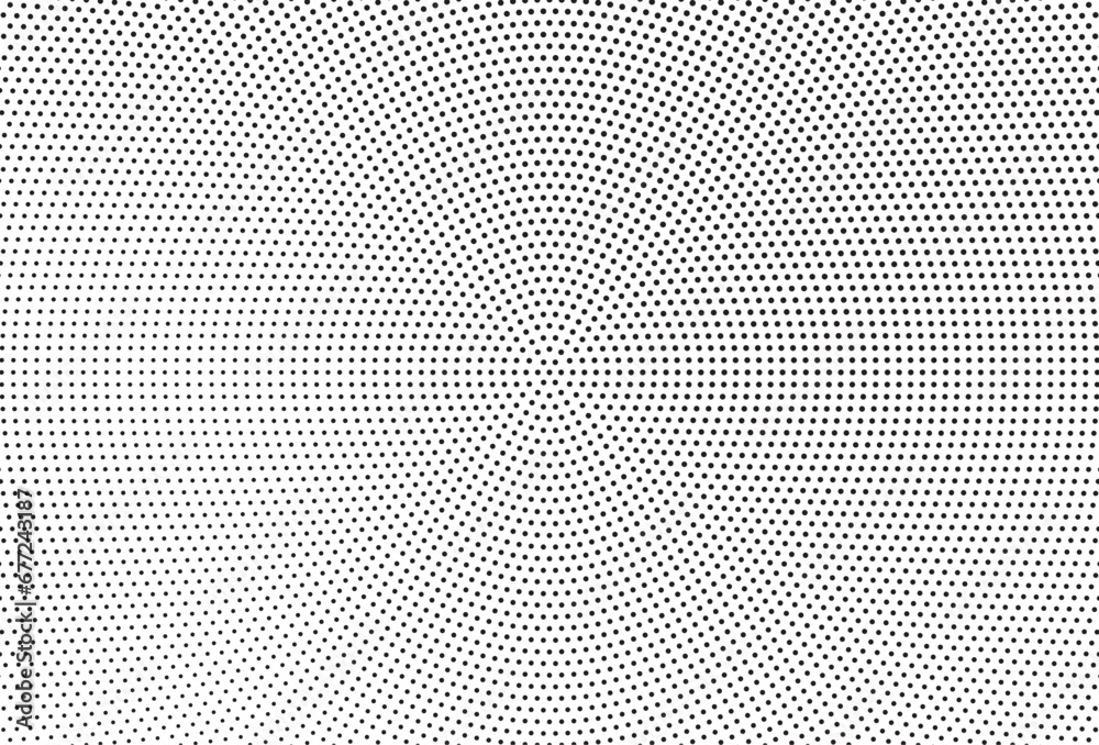 Poster Halftone vector background. Monochrome halftone pattern. Abstract geometric dots background. Pop Art comic gradient black white texture. Design for presentation banner, poster, flyer, business card.	