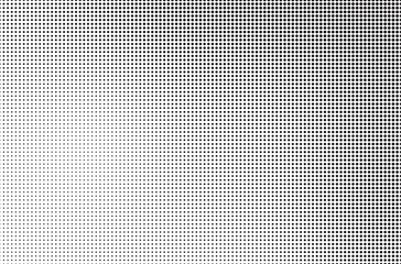 Halftone vector background. Monochrome halftone pattern. Abstract geometric dots background. Pop Art comic gradient black white texture. Design for presentation banner, poster, flyer, business card.