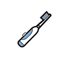 electric toothbrush line icon on white .