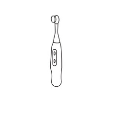 electric toothbrush line icon on white .