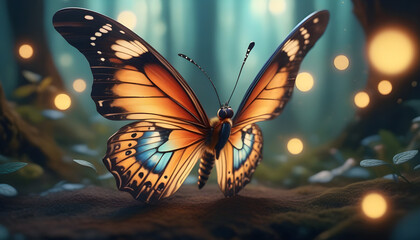 fantasy butterfly with otherworldly features ai generation - obrazy, fototapety, plakaty