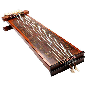 Chinese zither, isolated on transparent background.