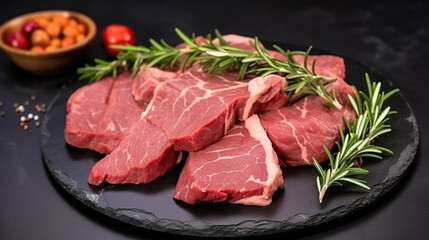 Fototapeta premium meat for stake on the serve plate.