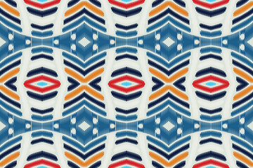 Ethnic abstract Pattern Seamless ikat pattern in tribal, folk embroidery, and Asia style. Aztec geometric art ornament print. Design for carpet, wallpaper, clothing, wrapping, fabric, cover.