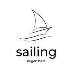 sailing line art logo vector minimalist illustration design