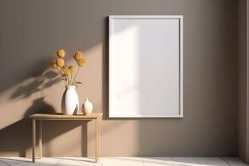 Minimalist Blank Frame Mock-up in Serene Room, Home interior design ,High Quality images, Hd Wallpaper