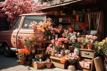 Mobile flower shop on wheels
