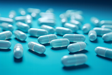 Fototapeta na wymiar Close-up pills lying on the table generativ ai