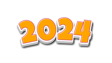 2024 New Year text effect in transparent background with png