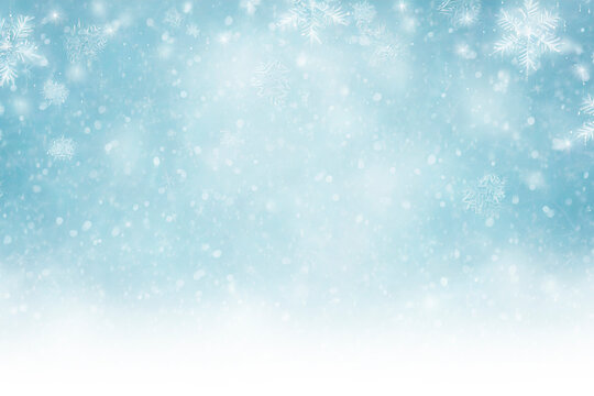 Winter holiday background with snowflakes cold winter sky with copy space, AI generated