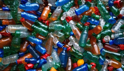 Pile of discarded plastic bottles - Suitable for recycling initiatives