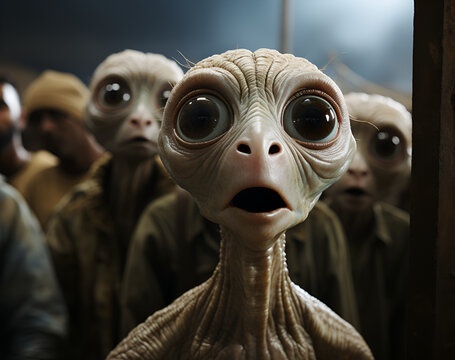 a shocked group of people alian