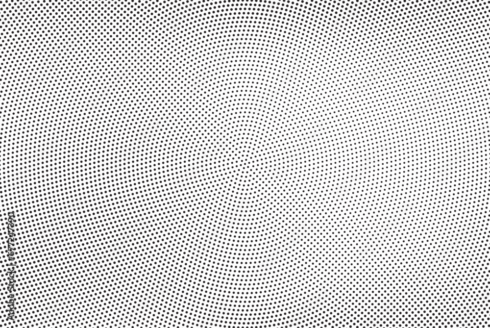 Poster Halftone vector background. Monochrome halftone pattern. Abstract geometric dots background. Pop Art comic gradient black white texture. Design for presentation banner, poster, flyer, business card.	